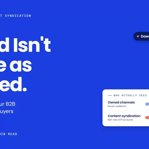 B2B white paper distribution illustration comparing owned channels that reach a known audience with content syndication that reaches net-new ICP accounts